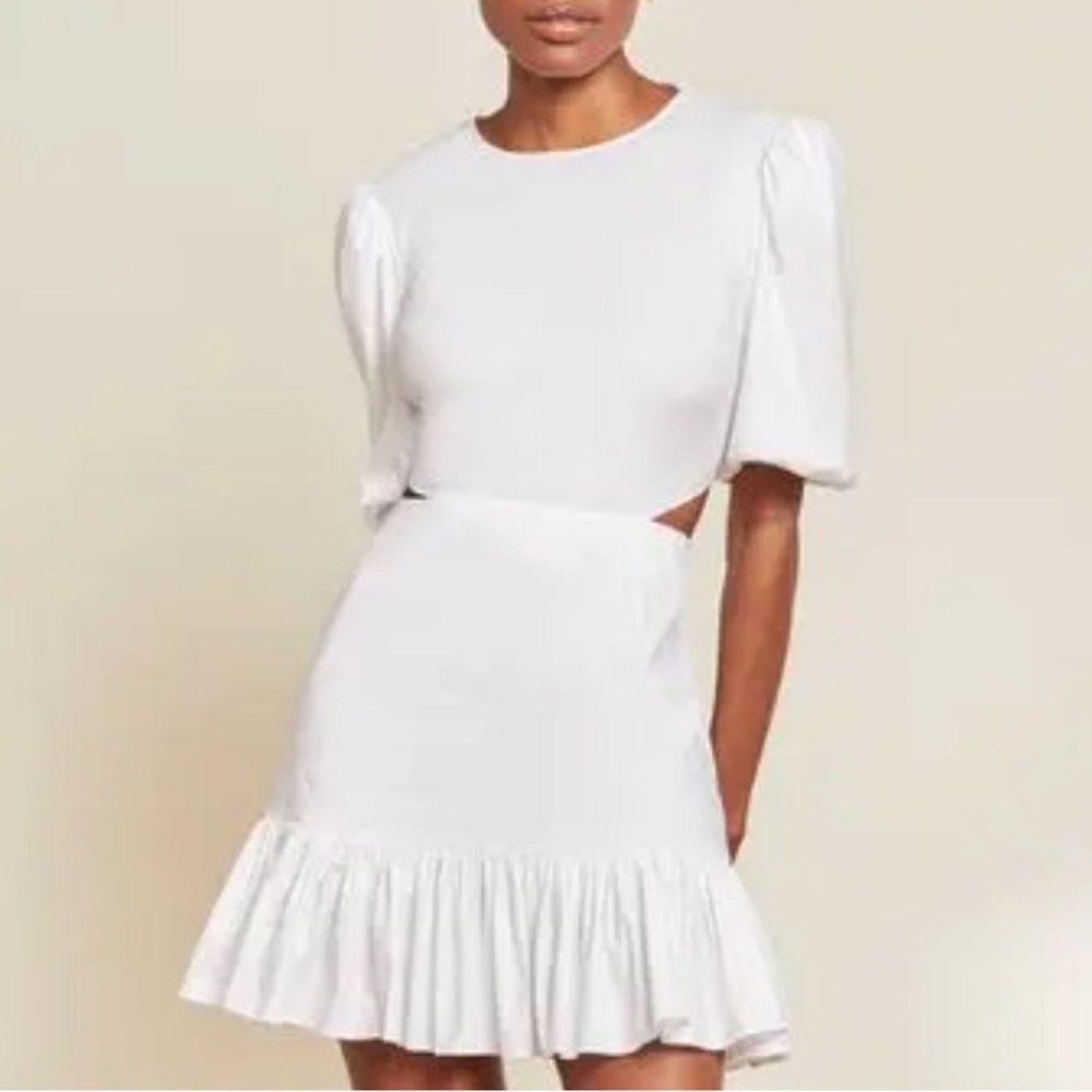 NWT $498 Veronica Beard 8 10 Iker Puffed Sleeve Mini Dress Ruffle Cut Out Dress